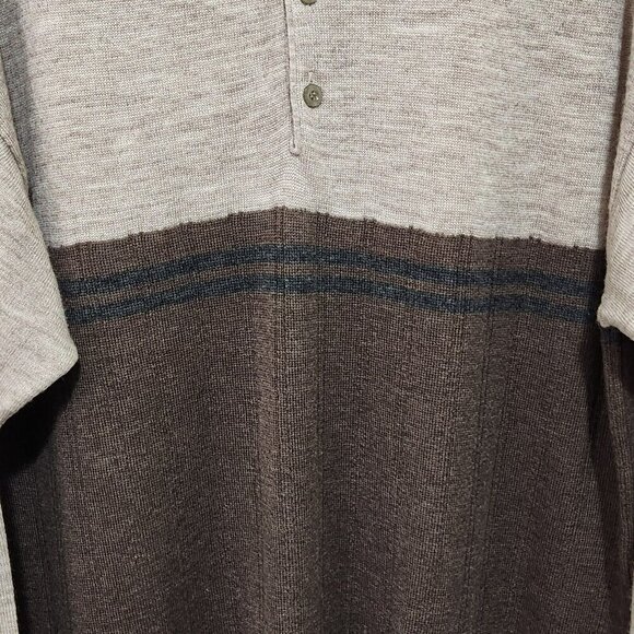 International Waters Mens L 100% Merino Wool Oversized Polo Sweater Quiet Luxury - Picture 3 of 8